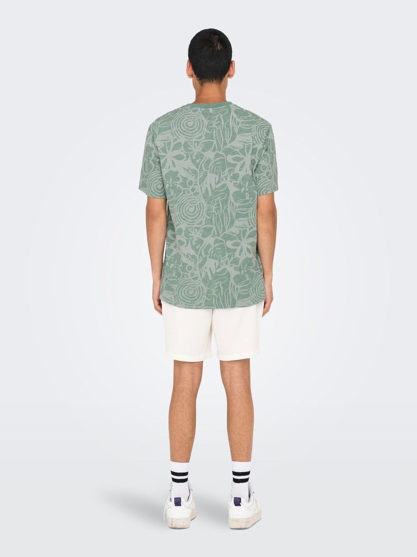 Only&Sons ONSPERRY FLOWER LIFE AOP REG SS TEE Haki Erkek T-Shirt