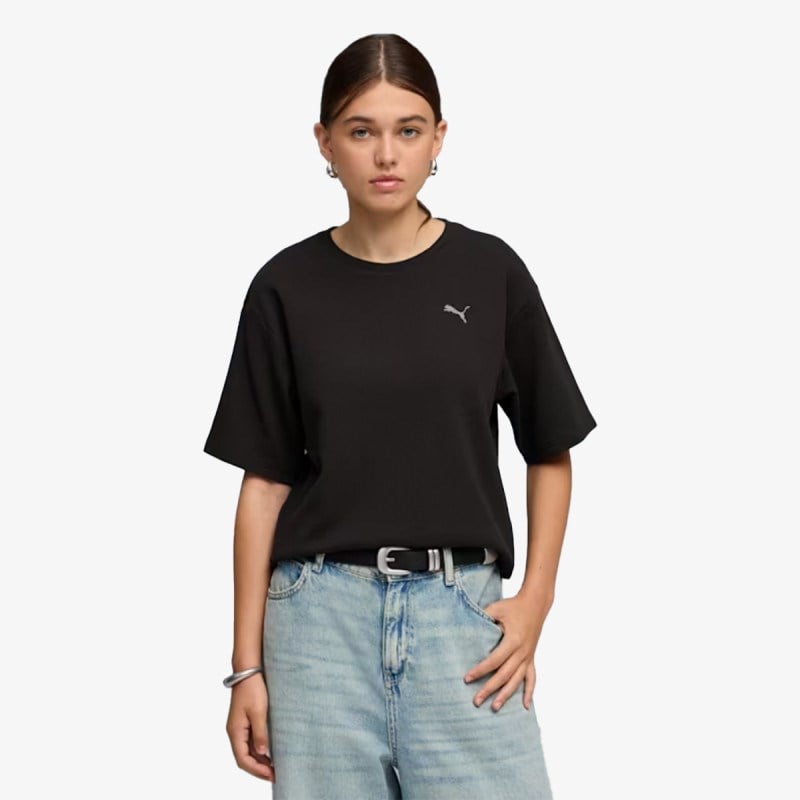 Puma ESS ELEVATED Tee Siyah Kadın T-Shirt