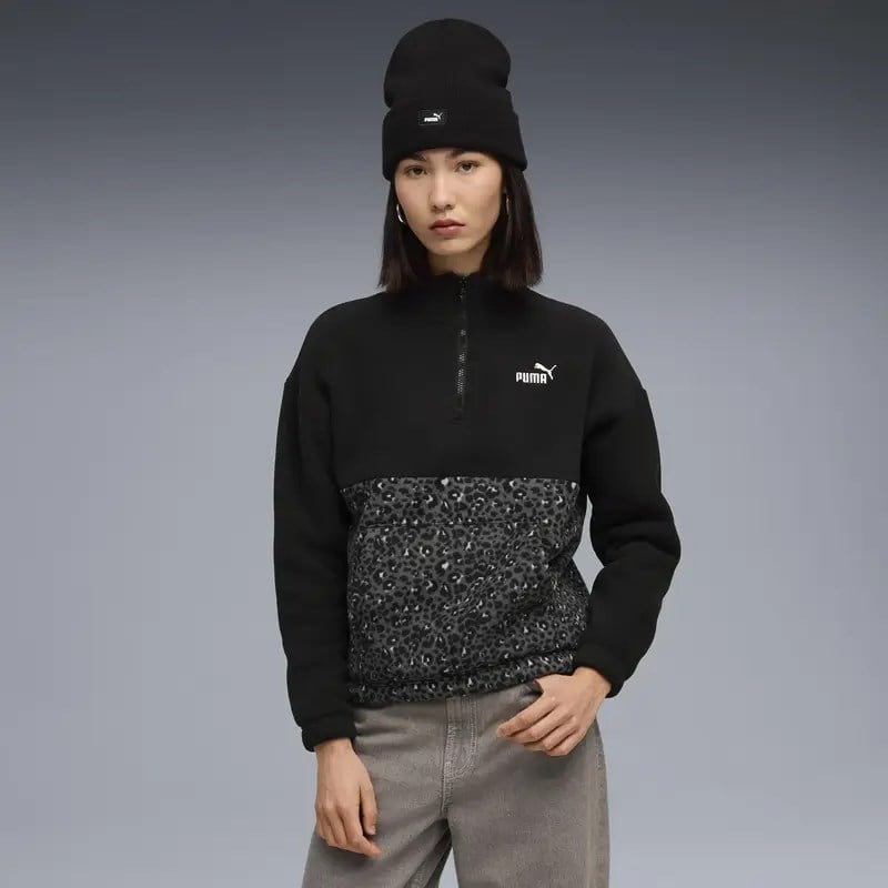 Puma ESS GRAPHIC Animal Crew Siyah Kadın Sweatshirt
