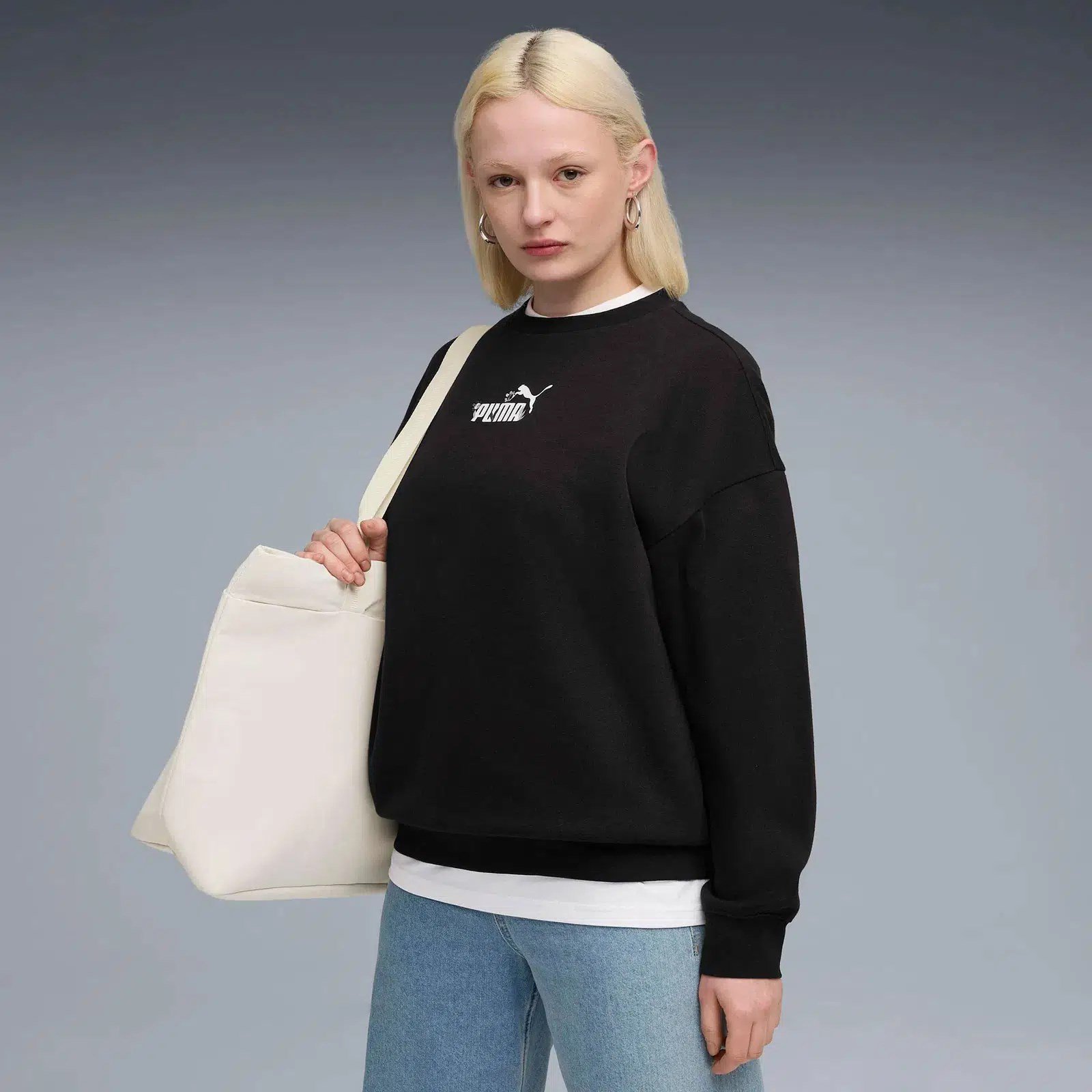 Puma ESS NATURE 2.0  Crew Siyah Erkek Sweatshirt