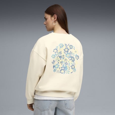 Puma ESS NATURE 2.0  Crew Beyaz Kadın Sweatshirt