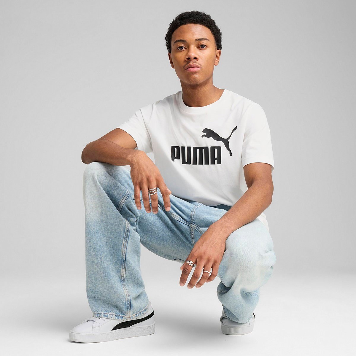 Puma ESS No. 1 Logo Tee Beyaz Erkek T-Shirt