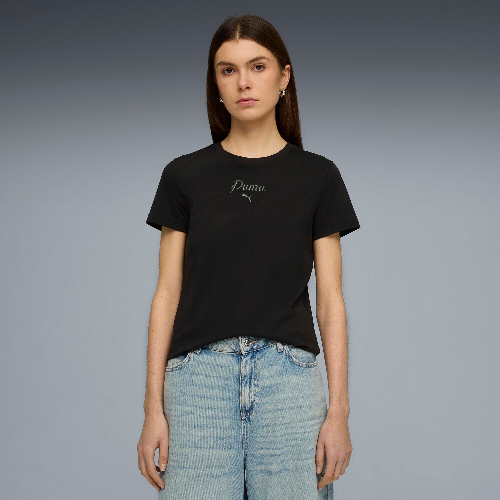 Puma ESS SCRIPT Tee Siyah Kadın T-Shirt