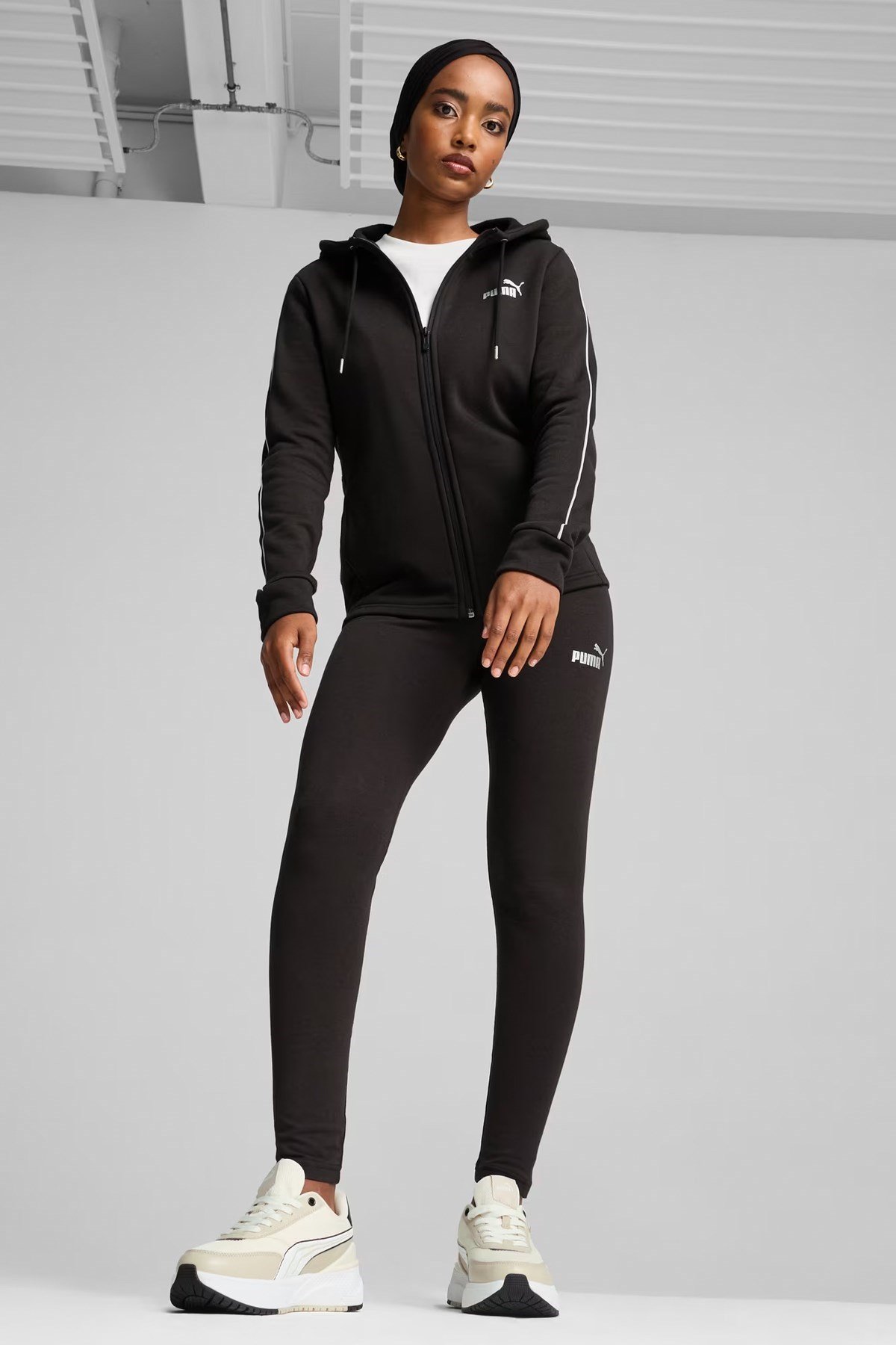 Puma Metallic Tracksuit FL Siyah Kadın Eşofman Takımı