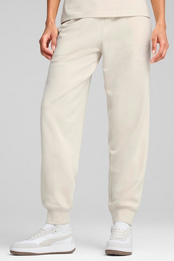 Puma SCRIPT Comfort Sweatpants Beyaz Kadın Eşofman Alt