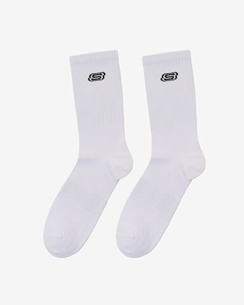 Skechers 2'li Paket Athleisure S Logo Uzun Çorap Beyaz Unisex Çorap