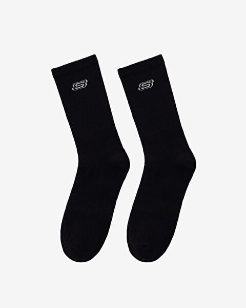 Skechers 2'li Paket Athleisure S Logo Uzun Çorap Siyah Unisex Çorap