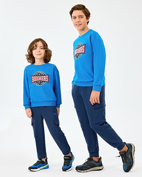 Skechers B Crewneck Sweatshirt Mavi Erkek Çocuk Sweatshirt