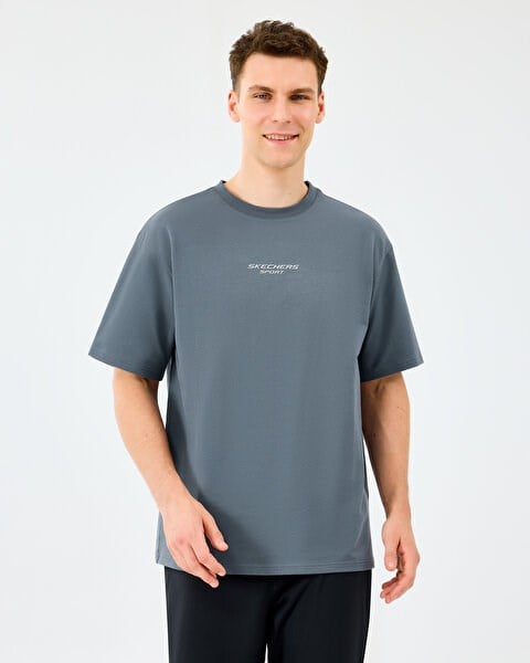 Skechers M Graphic Tee Reflect Logo Oversize T-Shirt Gri Erkek T-Shirt