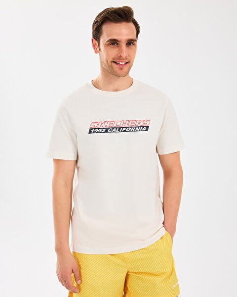 Skechers M Lightweight Graphic Tee T-Shirt Beyaz Erkek T-Shirt