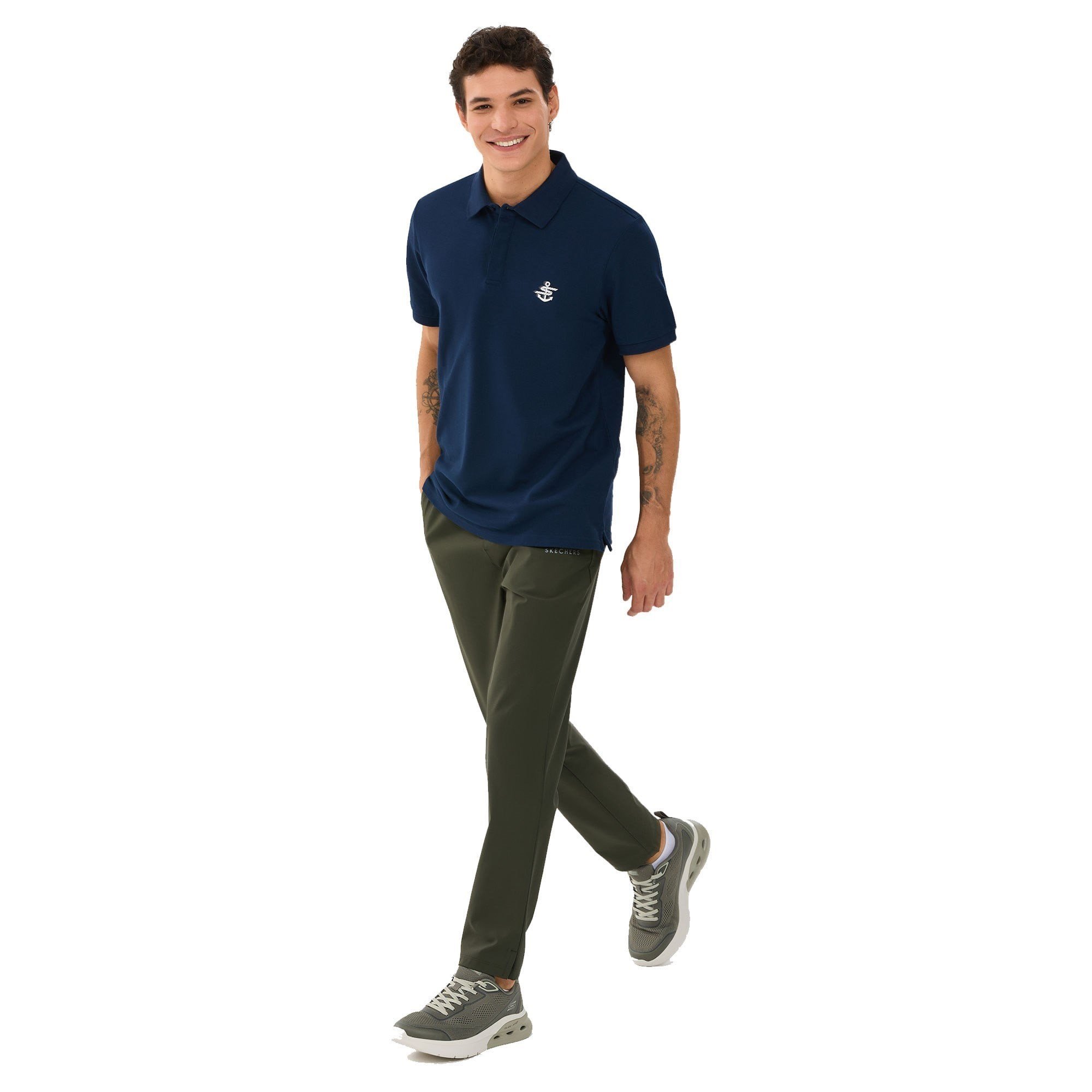 Skechers M Logo Printed Polo Lacivert Erkek T-Shirt