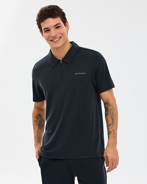 Skechers M Soft Touch Pique Polo Siyah Erkek T-Shirt
