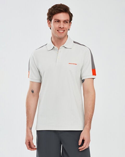 Skechers Polo Shirt M Short Sleeve Gri Erkek T-Shirt