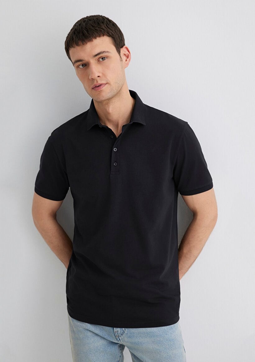 Skechers POLO TİŞÖRT Siyah Siyah Erkek T-Shirt
