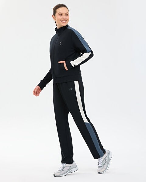 Skechers W Colour Block Track Suit Siyah Kadın Eşofman Takımı