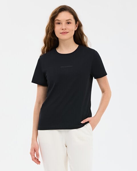Skechers W Essential Crewneck T-Shirt Siyah Kadın T-Shirt
