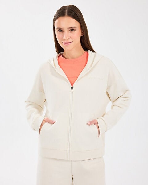 Skechers W Essential Full Zip Sweatshirt Beyaz Kadın Sweatshirt