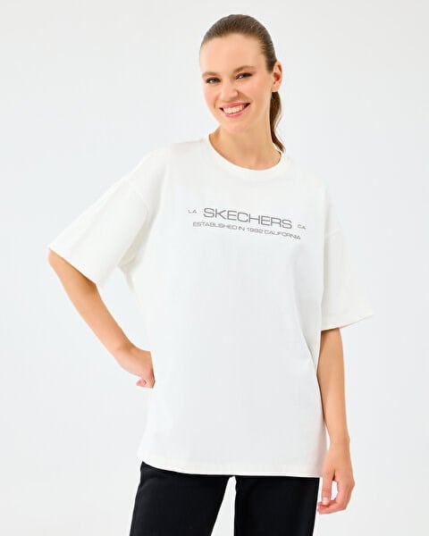 Skechers W Heavy Fabric T-Shirt Beyaz Kadın T-Shirt