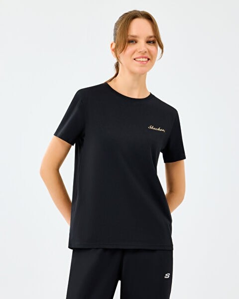 Skechers W Light Fabric T-Shirt Siyah Kadın T-Shirt S2520239-3817