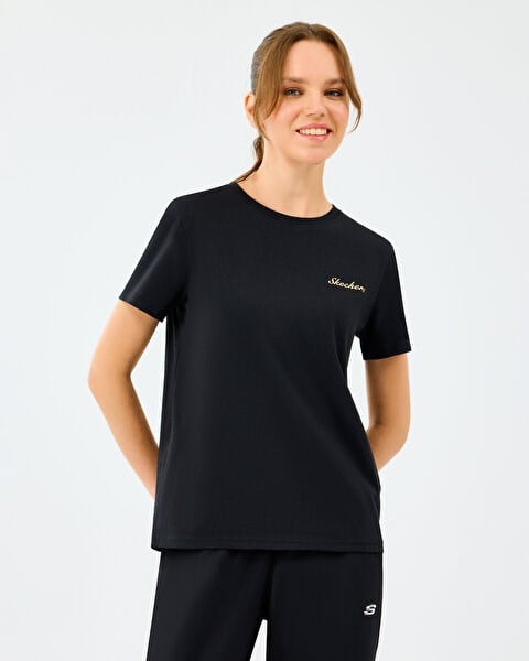 Skechers W Light Fabric T-Shirt Siyah Kadın T-Shirt
