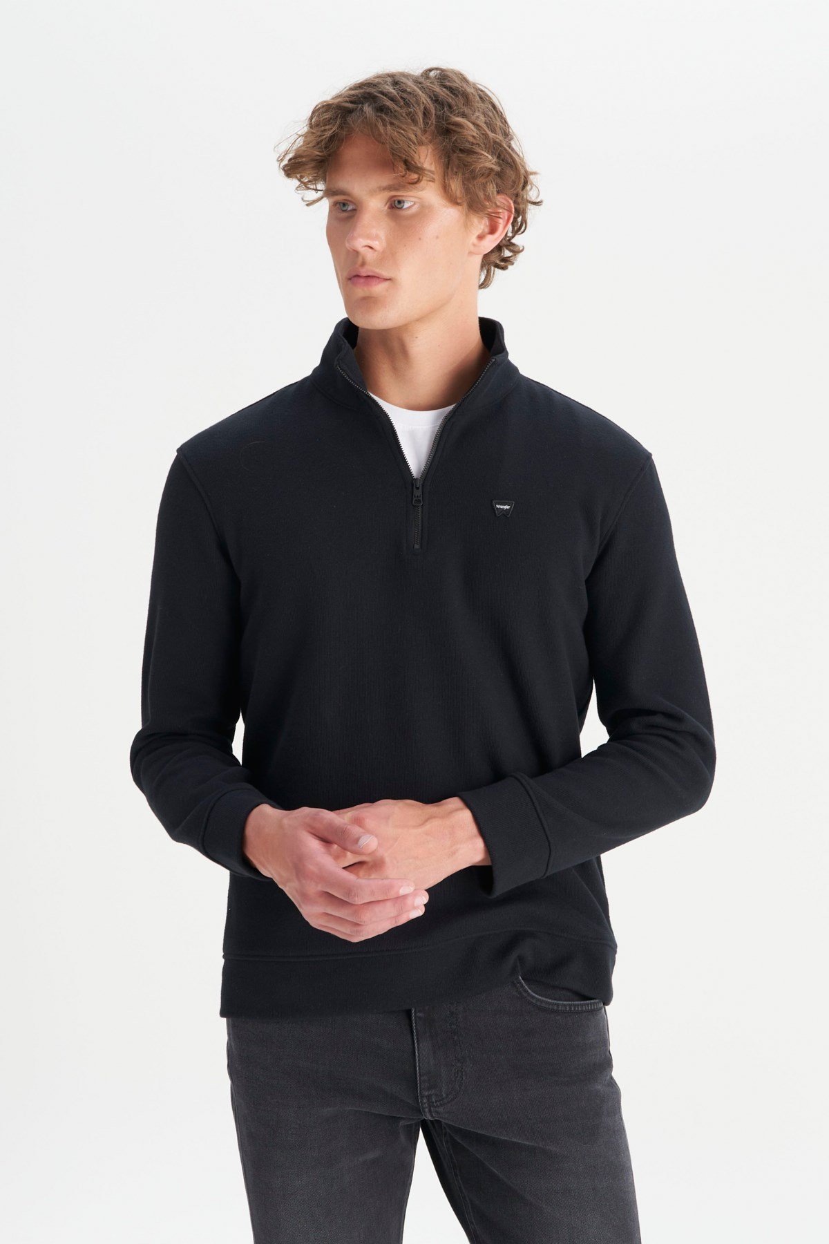 Wrangler Erkek Half  Zip Sweatshirt Siyah Erkek Sweatshirt