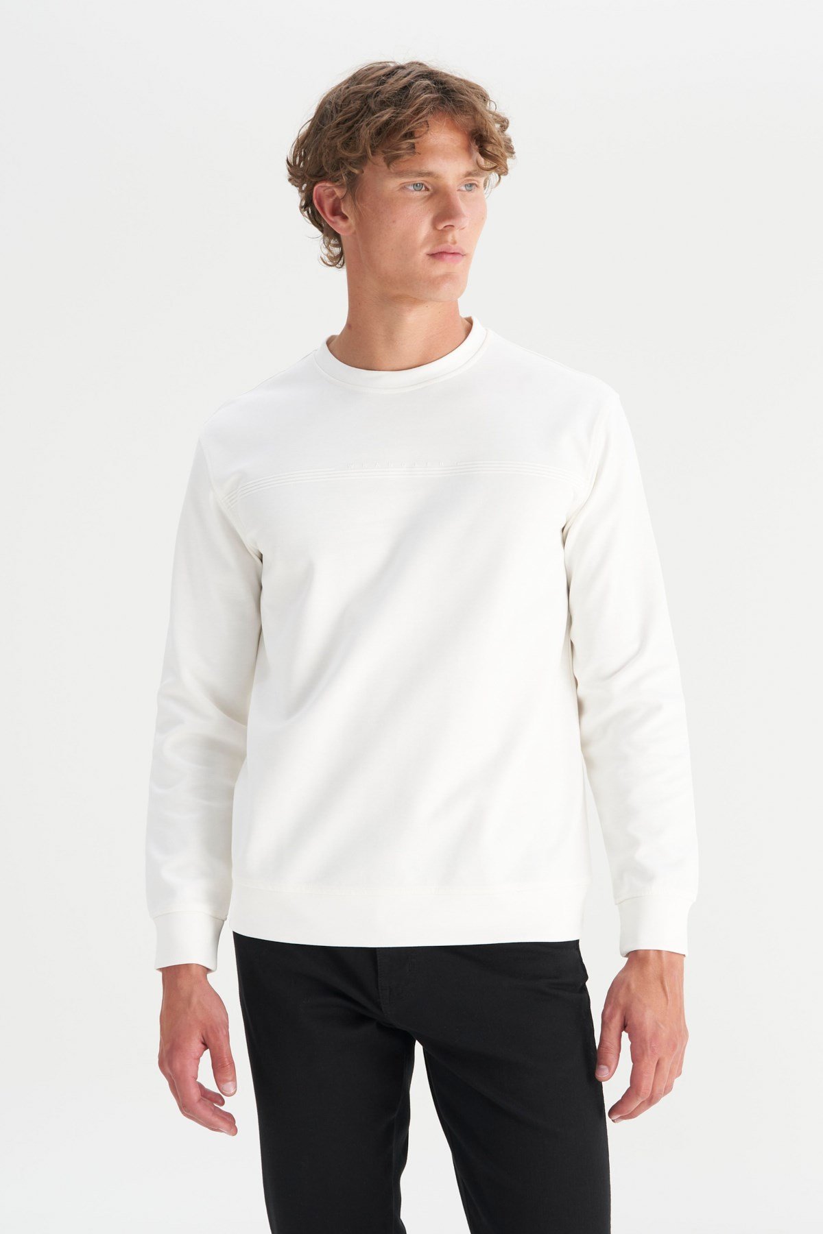 Wrangler Erkek Interlock Sweatshirt Beyaz Erkek Sweatshirt