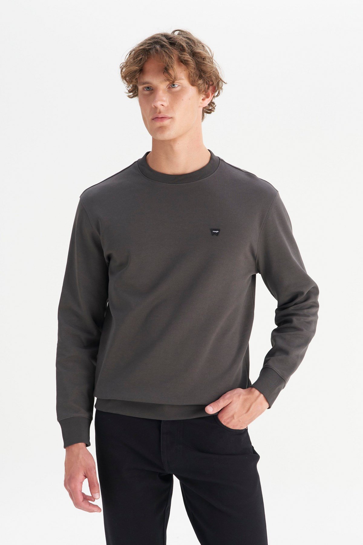 Wrangler Erkek Patch Logo Sweatshirt Gri Erkek Sweatshirt
