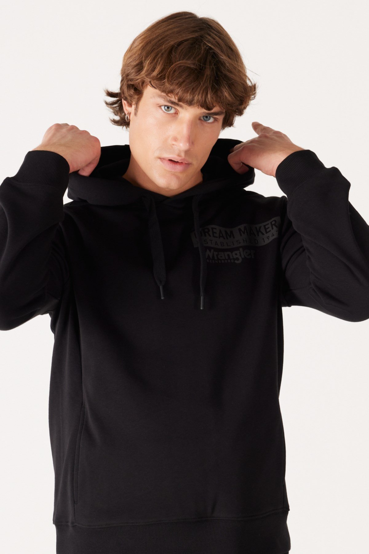 Wrangler Kapüşonlu Sweatshirt Siyah Erkek Sweatshirt