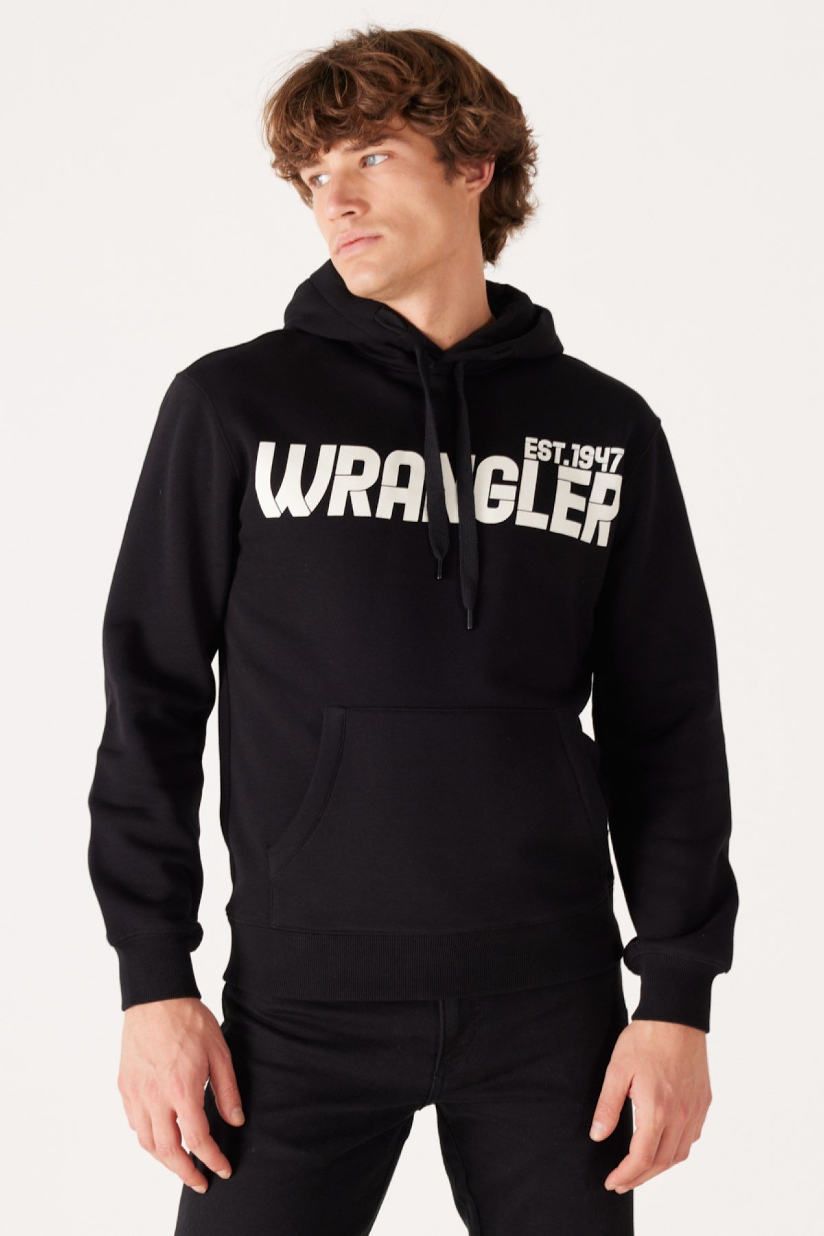 Wrangler Kapüşonlu Sweatshirt Siyah Erkek Sweatshirt