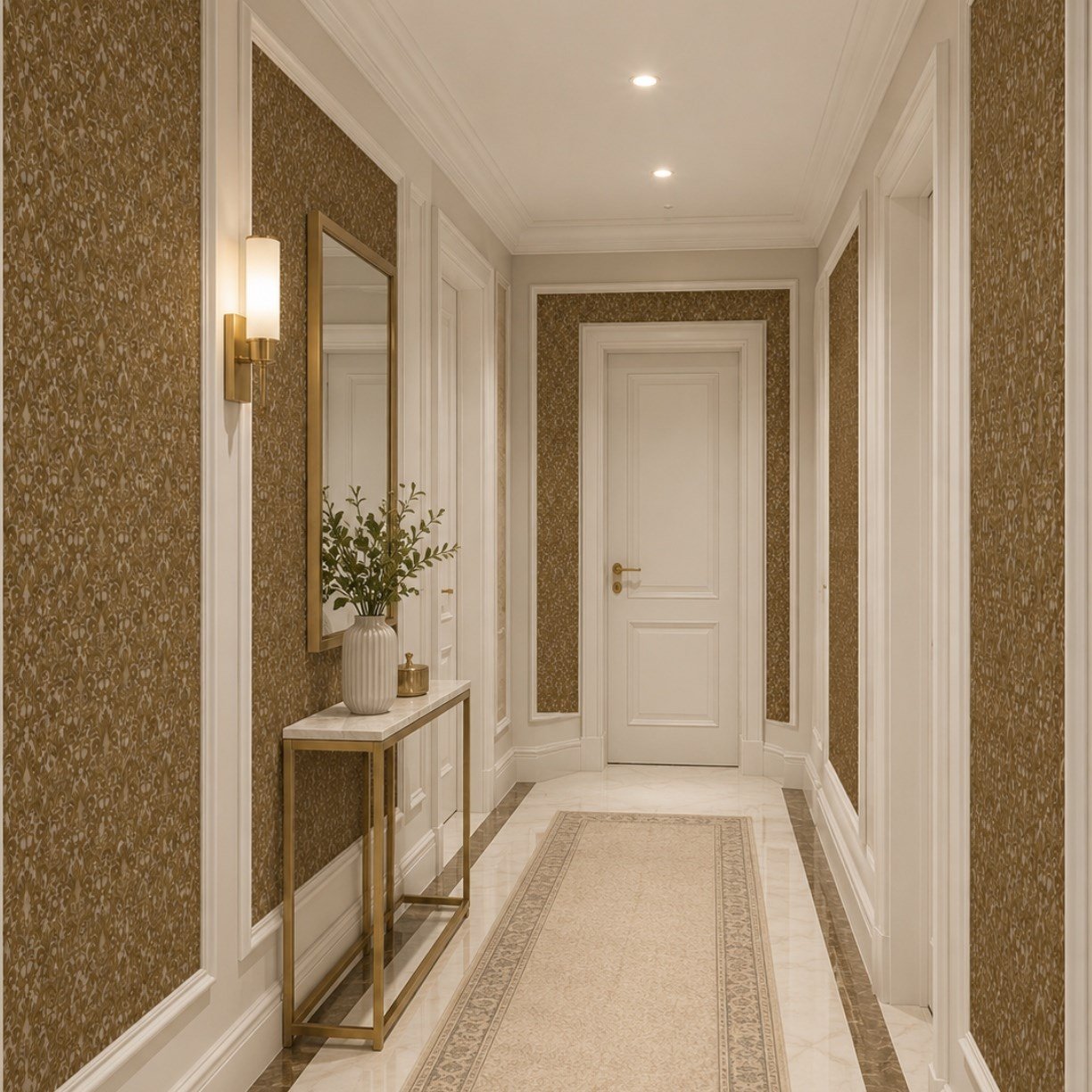 Taba Bronz Minyatür Damask Motifli Duvar Kağıdı 8528-7