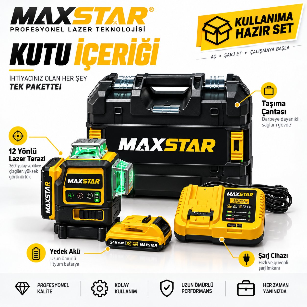 12 çizgili lazer hizalama terazi