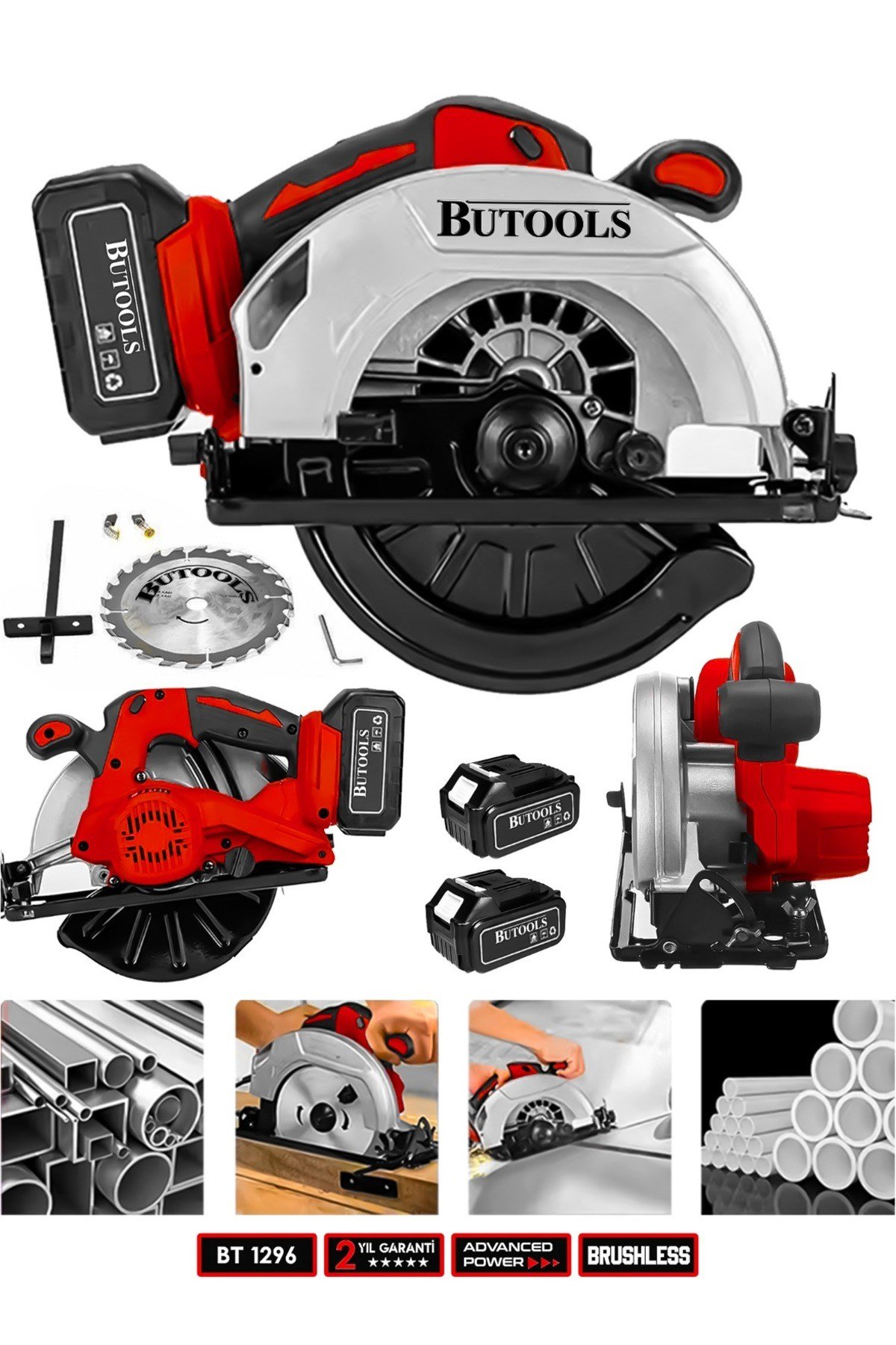 21 V Platinum Akülü Çelik Şanzuman Şarjlı Ahşap Sunta Ağaç Kesme Makinası Daire Testere