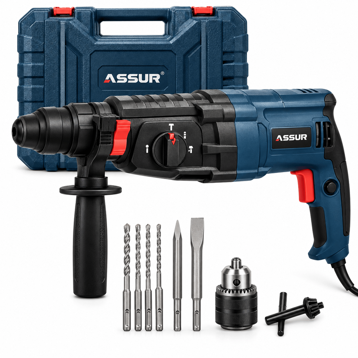 ASSUR Profesyonel Elektrikli Kırıcı Delici Matkap SDS Plus Çantalı Set