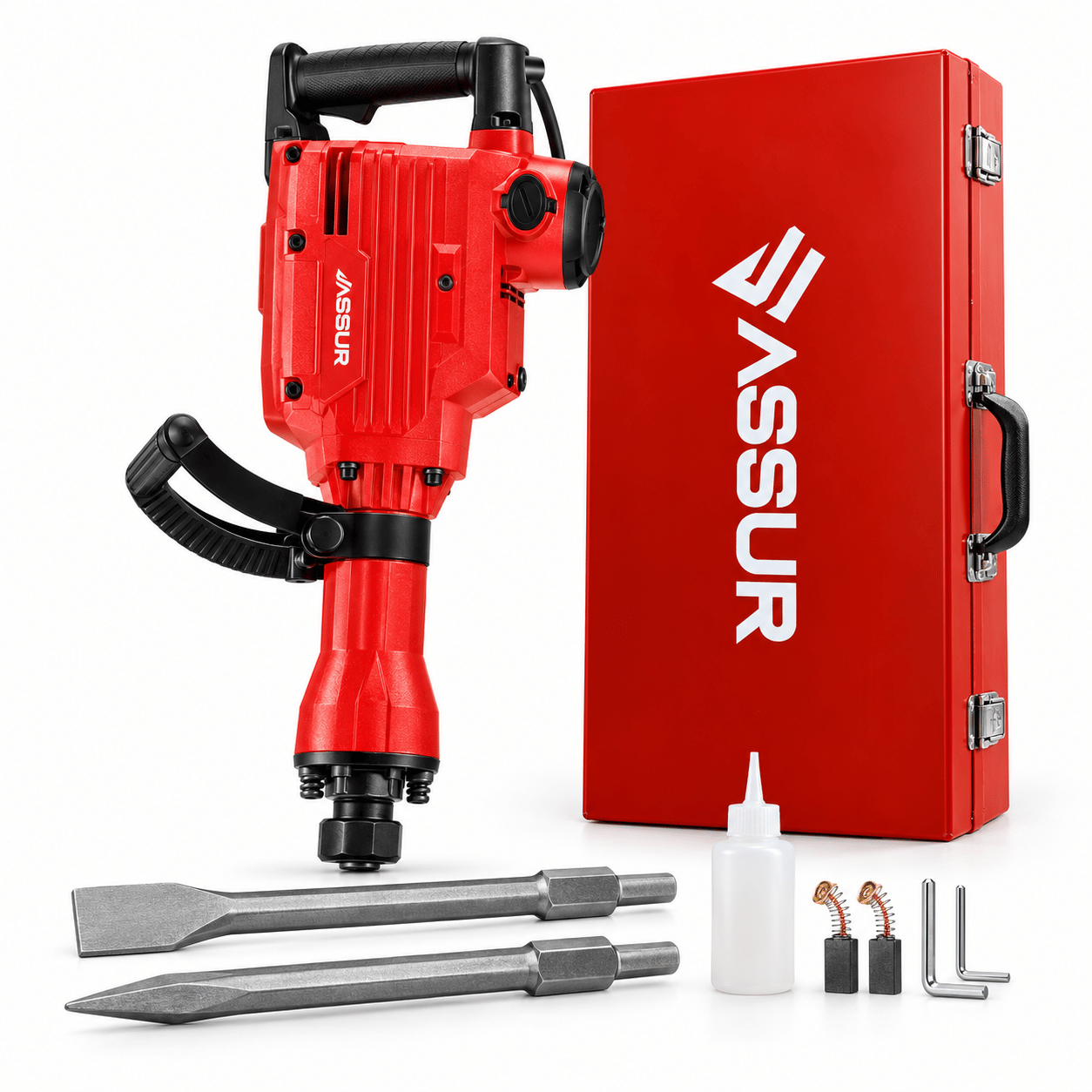 ASSUR Profesyonel Elektrikli Kırıcı Yıkım Çekici Kırmızı Çantalı Set