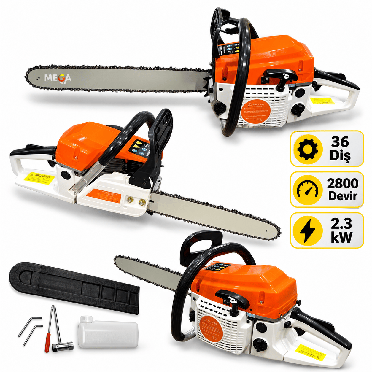 Benzinli Zincirli Odun Motoru Budama Testeresi 3 Hp 2800 Devir Ağaç Motoru