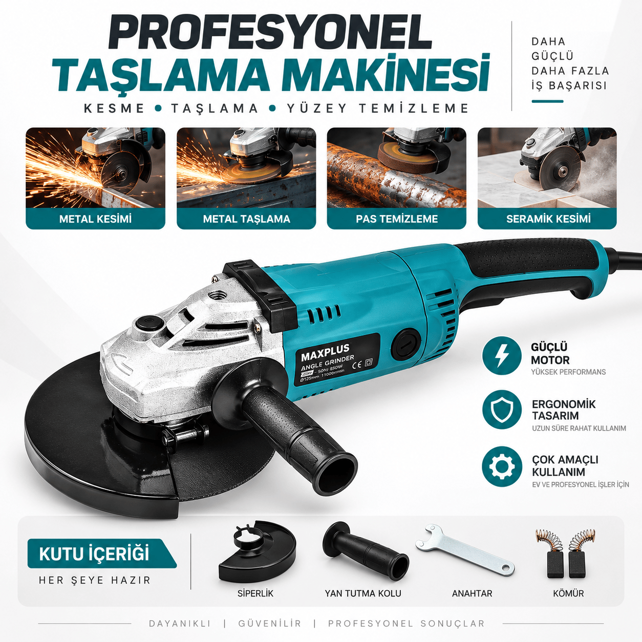 Metal Şanzıman Sipiral Taşlama Ve Kesme Makinası 2200 W 230 Mm