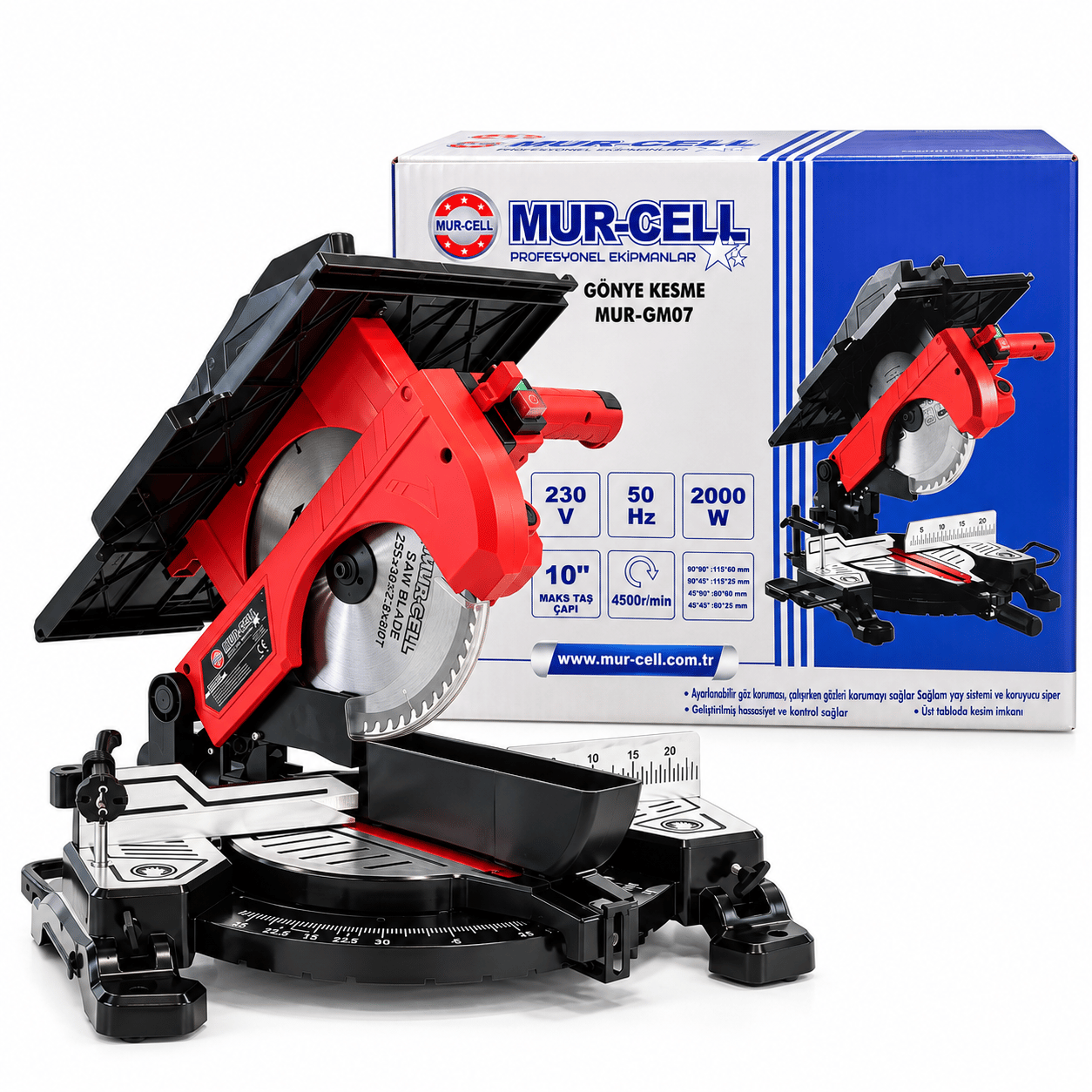 MUR-CELL MUR-GM07 2000W 255 MM 10 İnç Profesyonel Gönye Kesme Makinesi