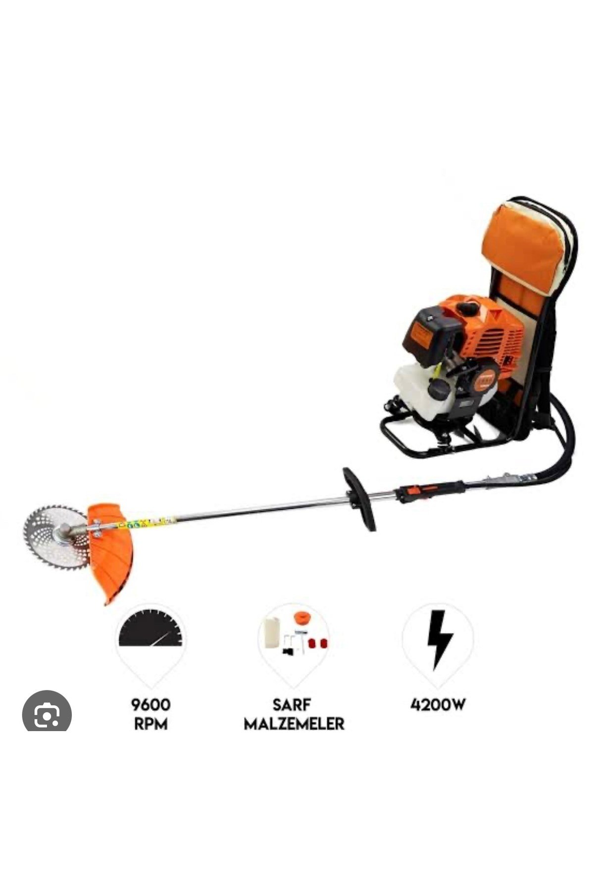 TIRPAN OT BİÇME ÇELİK MOTORU BENZİNLİ SIRT TİPİ 3 ADET UÇ 2.2 KV 52 CC
