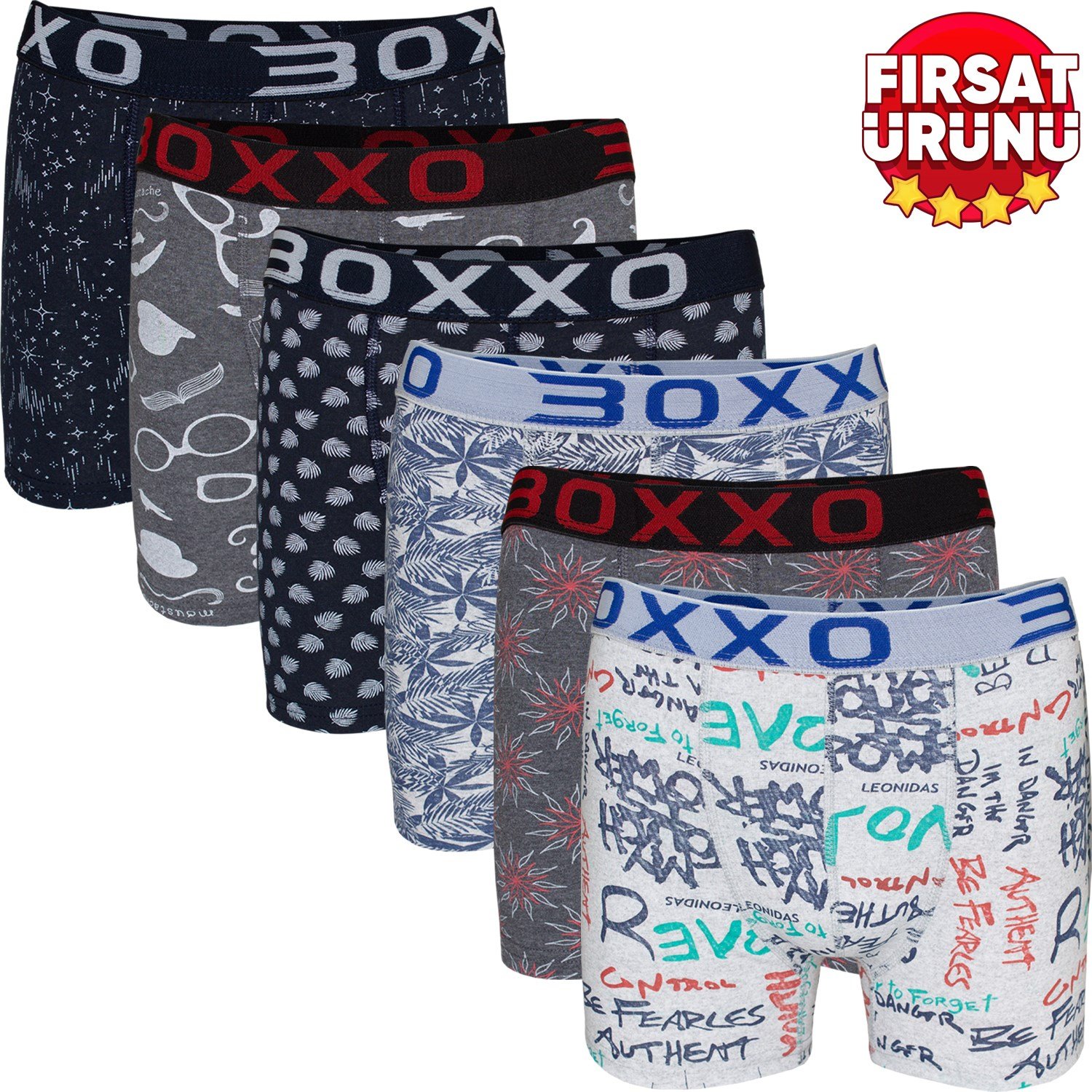 BOXXO DESENLİ LİKRALI ERKEK BOXER