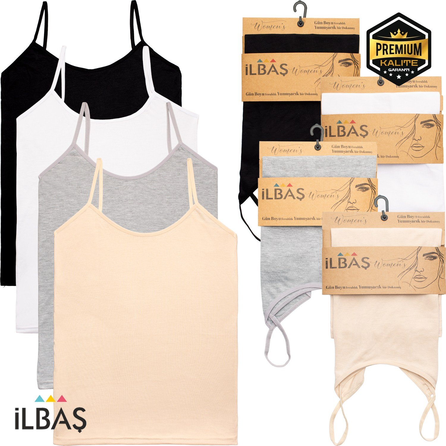 İLBAŞ TEKLİ PAKET VİSKON DÜZ İP ASKI BAYAN ATLET