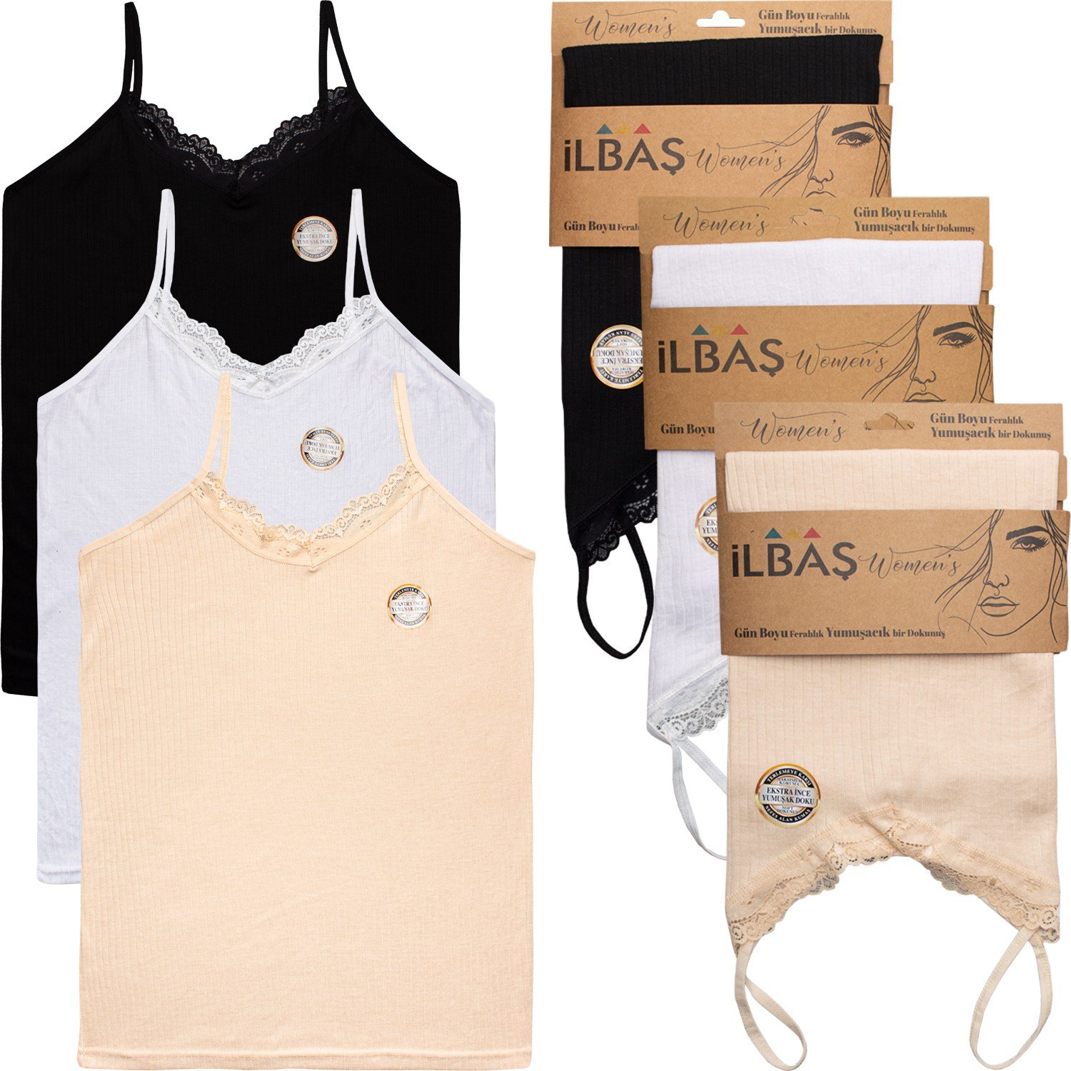 İLBAŞ TEKLİ PAKET VİSKON FİTİLLİ İP ASKI BAYAN ATLET