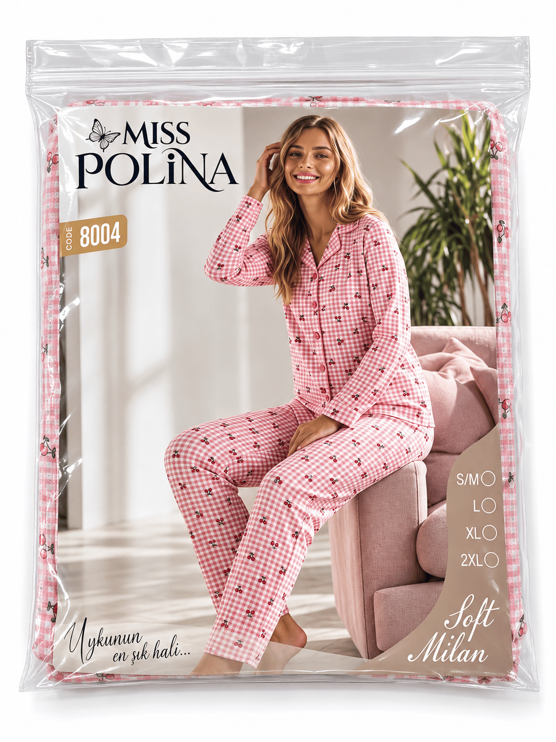 POLİNA ŞARDONLU MİLAN BEŞ DÜĞMELİ UZUN KOLLU KIŞLIK PİJAMA TAKIMI 107-06