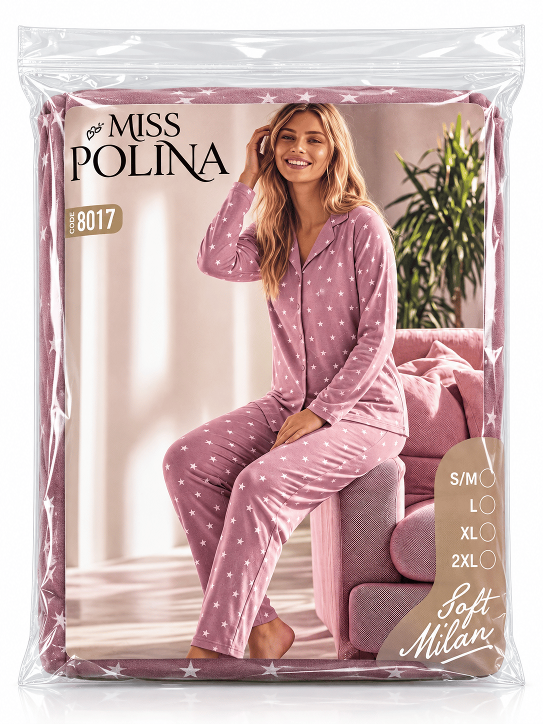 POLİNA ŞARDONLU MİLAN BEŞ DÜĞMELİ UZUN KOLLU KIŞLIK PİJAMA TAKIMI 107-05