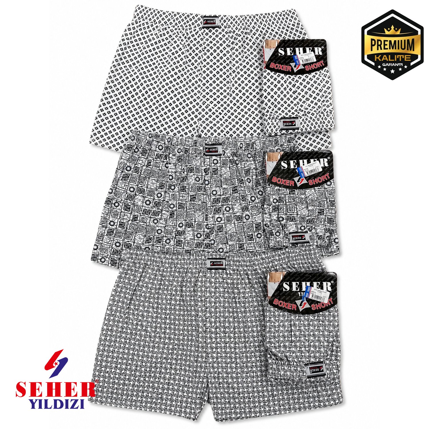 SEHER YILDIZI 0007 DESENLİ ERKEK BOXER SHORT