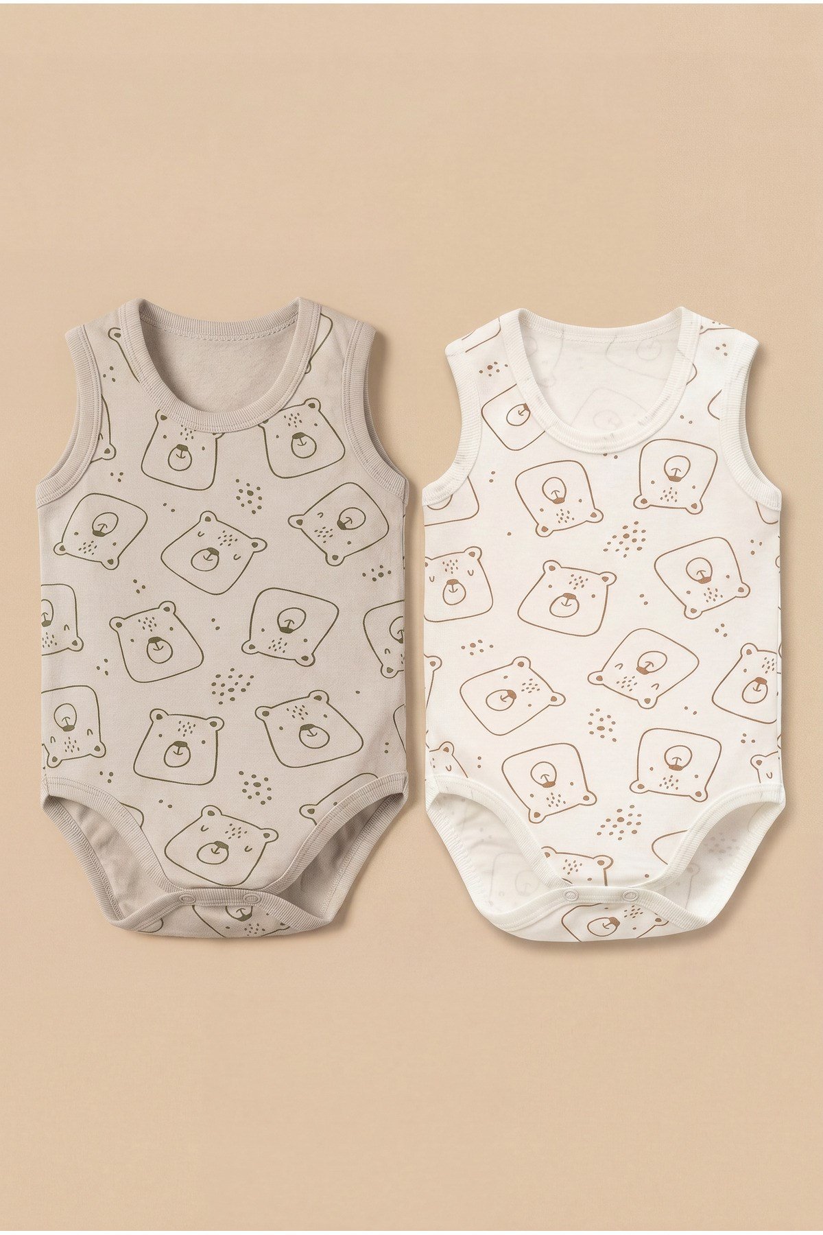 - %100 Pamuk Askılı Ayıcık Motifli Body Set