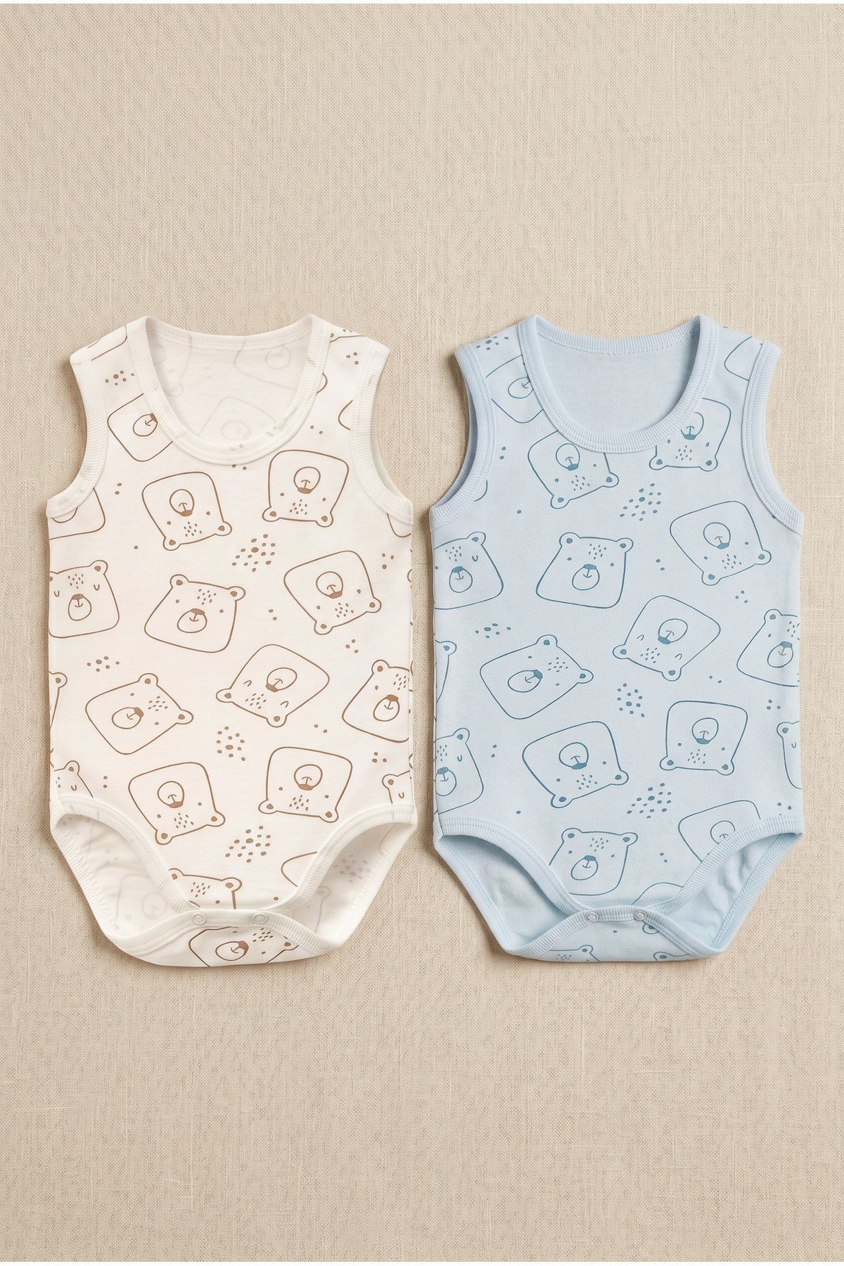 - %100 Pamuk Askılı Ayıcık Motifli Body Set