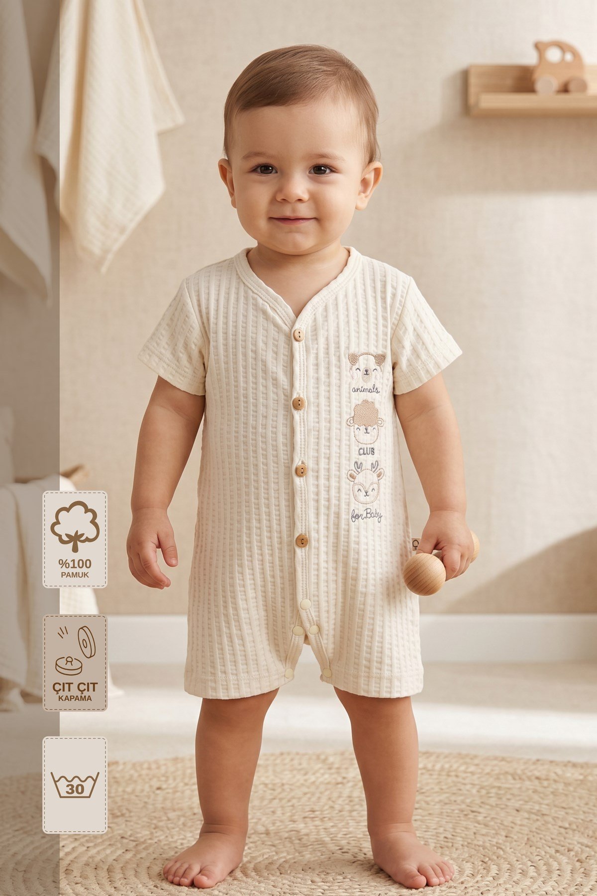 - %100 Pamuk Müslin Bebek Tulum