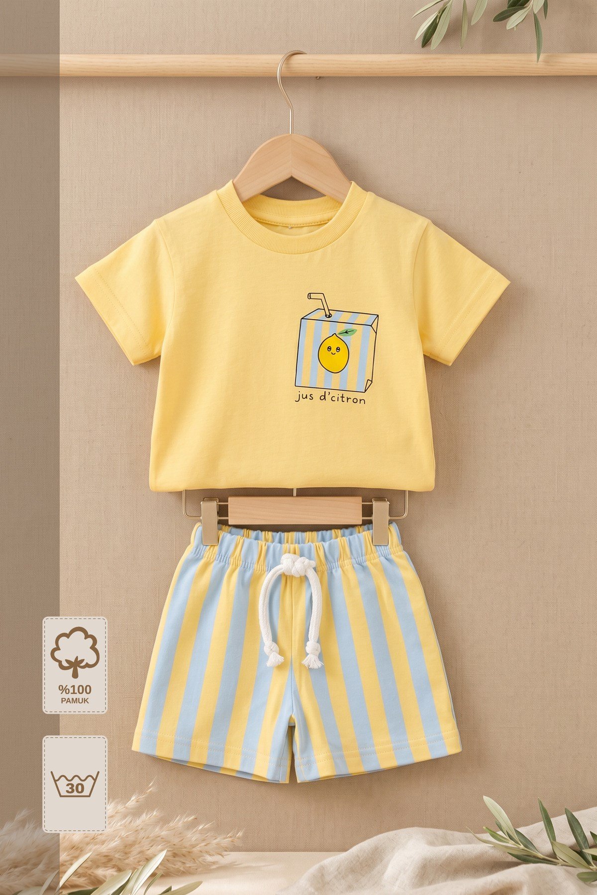 - Bebek & Çocuk Şortlu Takım | Limon Baskılı