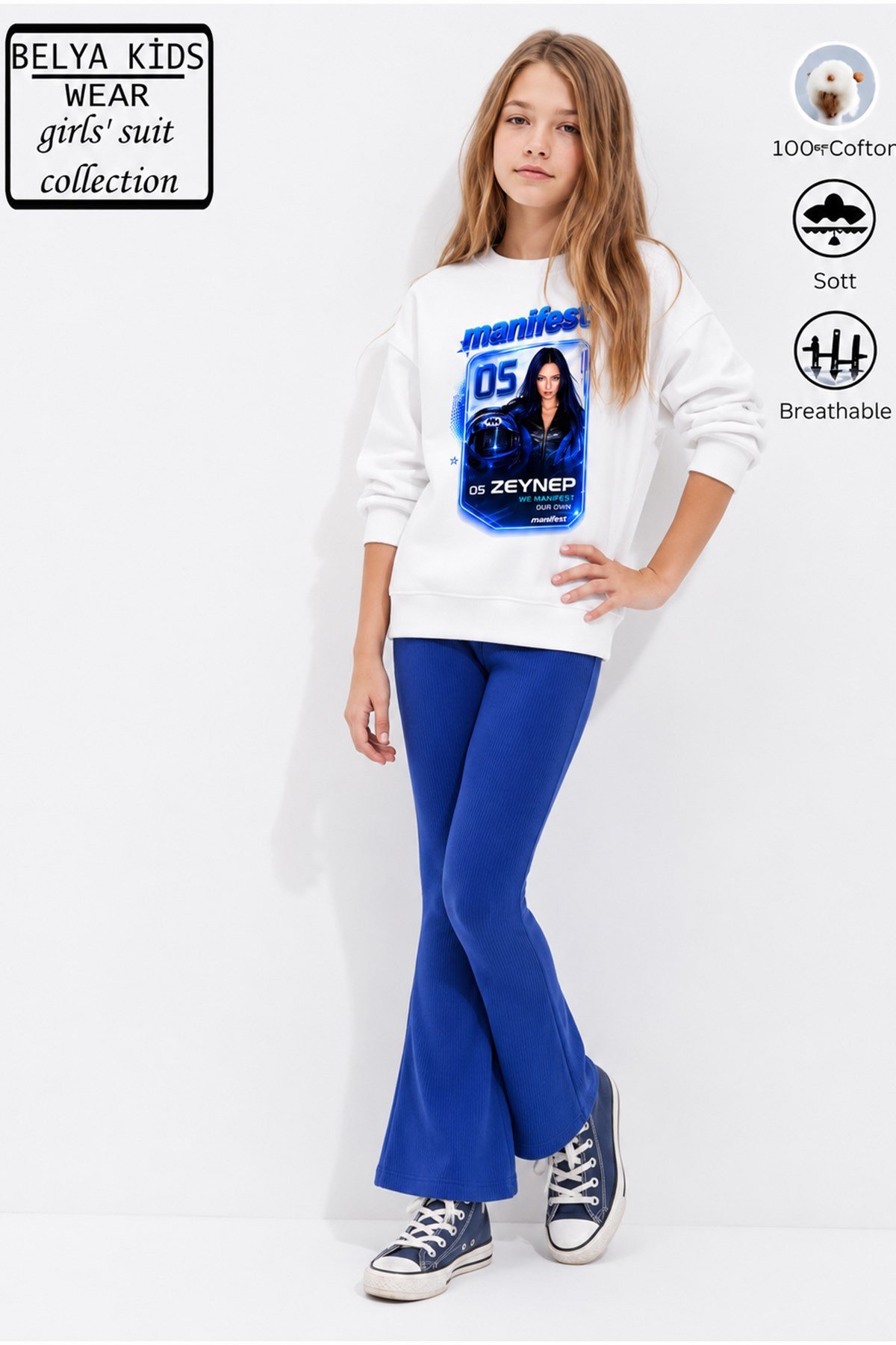 Kız Çocuk Tam Kalıp Üst Oversize Alt Taytlı Zoktay Tasarım 228 Alt Üst Takım