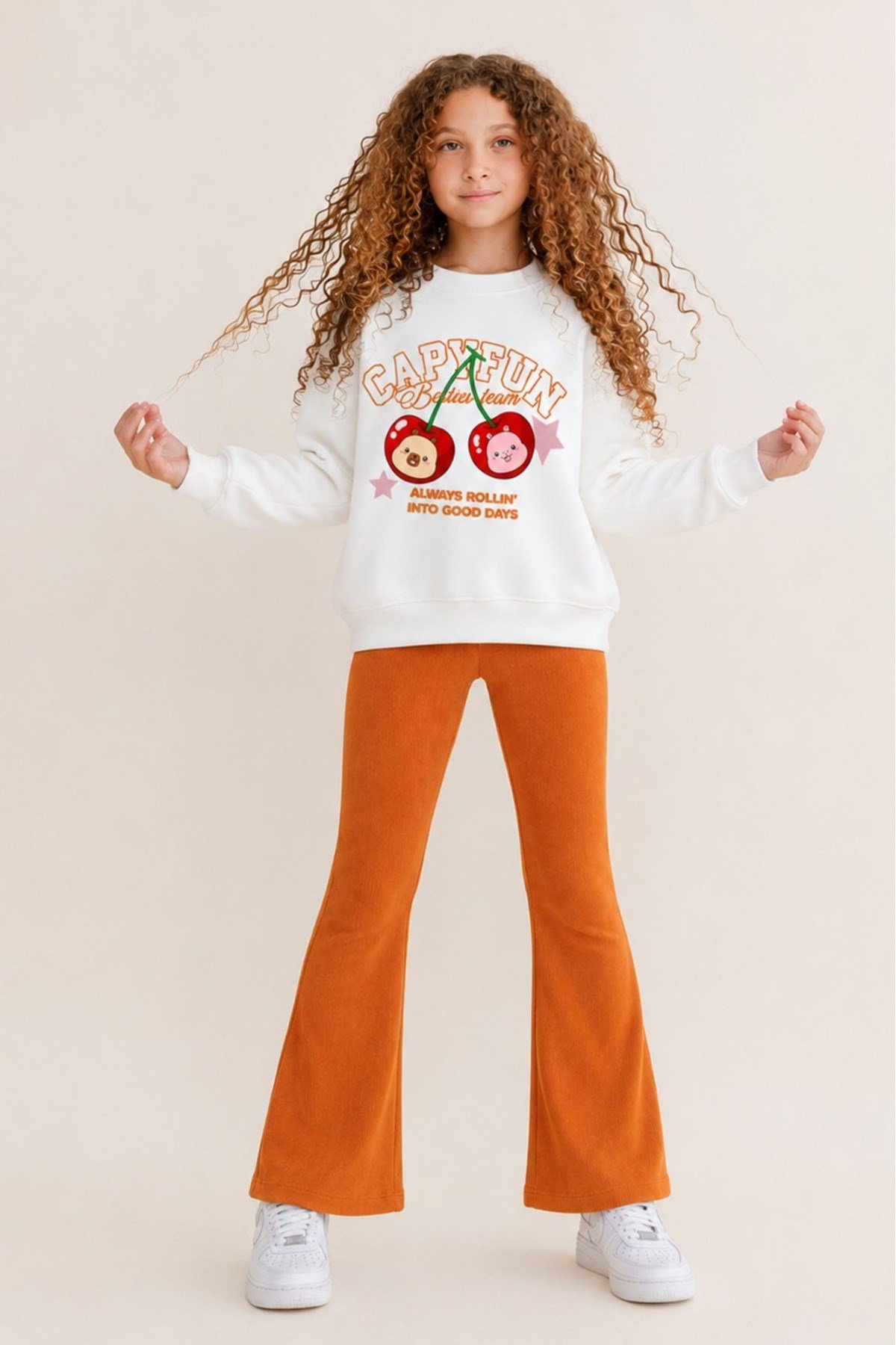 Kız Çocuk Tam Kalıp Üst Oversize Alt Taytlı Capyfun Tasarım 196 Alt Üst Takım